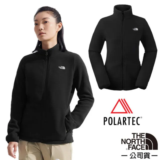【The North Face】女 POLARTEC拼接舒適保暖立領抓絨外套/夾克.舒適立領(83OL-JK3 宇宙黑)