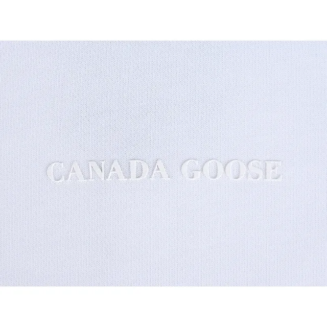 【CANADA GOOSE】CANADA GOOSE Muskoka立體字母LOGO橡膠標設計純棉圓領落肩連帽T恤(女款/白)