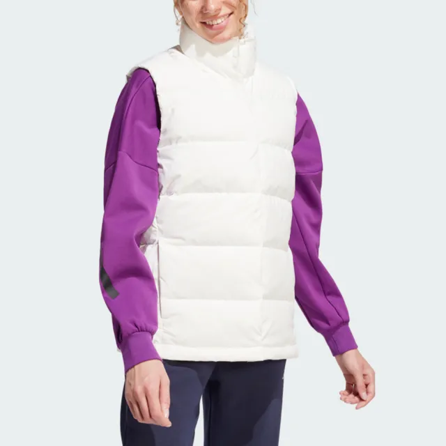 【adidas 愛迪達】W Helionic Vest 女款 白色 運動 休閒 保暖 口袋 羽絨 背心 IX8869