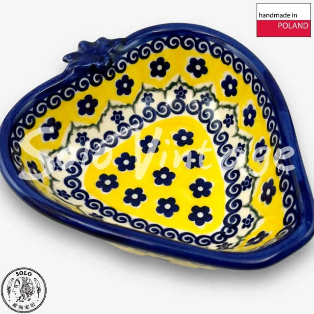 【波蘭陶】SOLO歐洲家居 正版原裝 波蘭原廠手繪 Vena 15CM 草莓造型碗 飯碗 點心碗 水果碗 日系小藍花系列