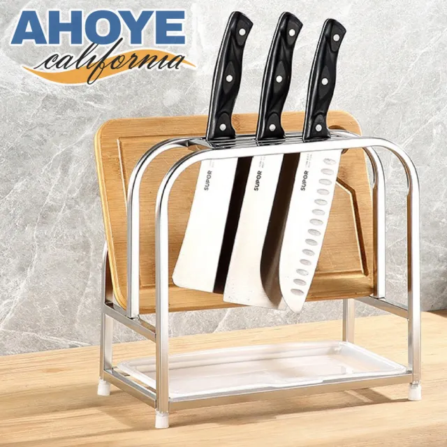 【AHOYE】不鏽鋼刀具架廚具收納置物架(菜刀架 瀝水架 刀板架 刀具置物架)