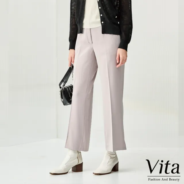 【MYSHEROS 蜜雪兒】網路獨家商品 VITA 上班族雪紡直筒寬褲(三色任選)
