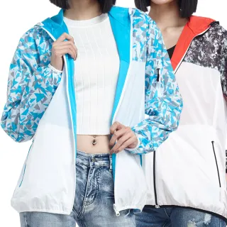 【戶外趣】幾何印花拼接柔軟舒適雙穿連帽防風外套(D1705 三色可選)
