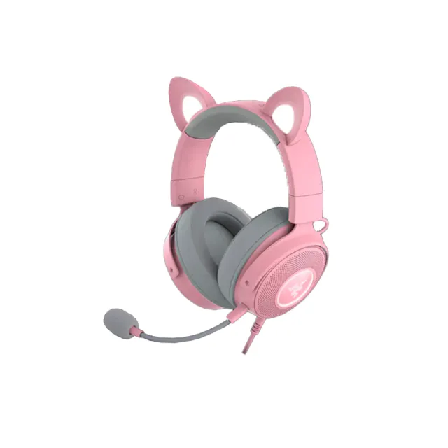【Razer 雷蛇】Kraken Kitty V2 Pro 北海巨妖耳機麥 有線RGB耳麥 - 粉晶