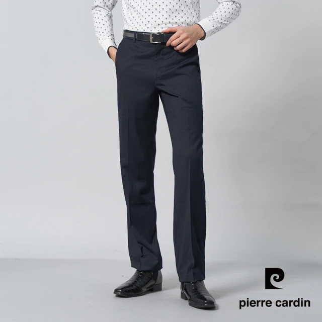 pierre cardin 皮爾卡登 商務休閒 男款 暗緹花平口西裝褲-丈青色(5245846-38)