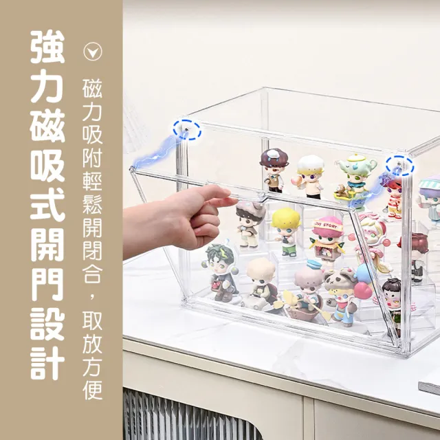 【mohe 木暉居家】5入磁吸式圓柱舞台階梯展示收納箱(此為雙11特別價格 公仔盒 收納盒 手辦盒 盲盒)