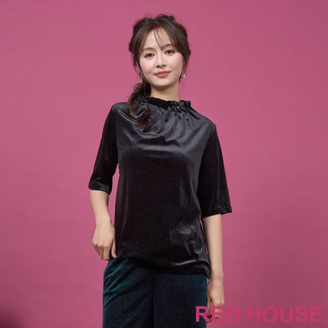 【RED HOUSE 蕾赫斯】小立領銀蔥絨布上衣(共2色)