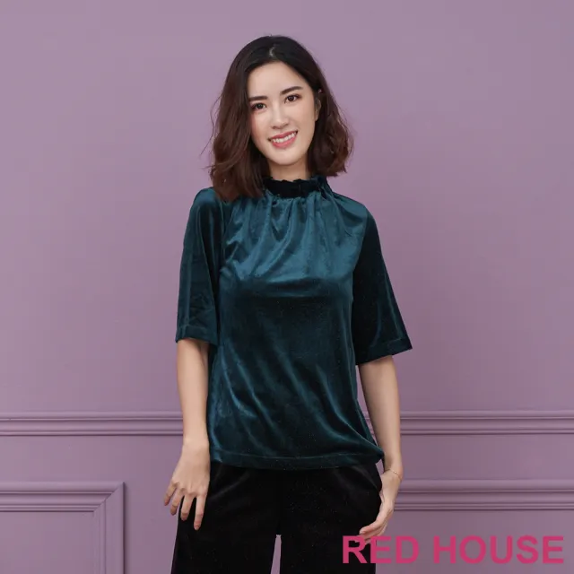 【RED HOUSE 蕾赫斯】小立領銀蔥絨布上衣(共2色)