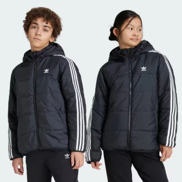 adidas 愛迪達 外套 童裝 大童 男女童 運動連帽外套 三葉草 PADDED JACKET 黑 IY7497