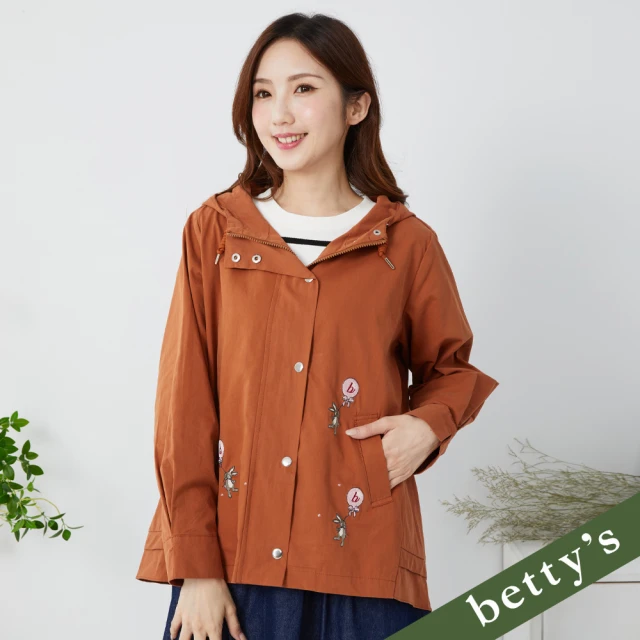 betty’s 貝蒂思 氣球兔兔刺繡連帽抽繩外套(咖啡)