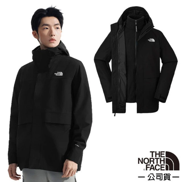 The North Face 男 DRYVENT 兩件式防風防水透濕保暖連帽外套.夾克(89YX-JK3 宇宙黑)