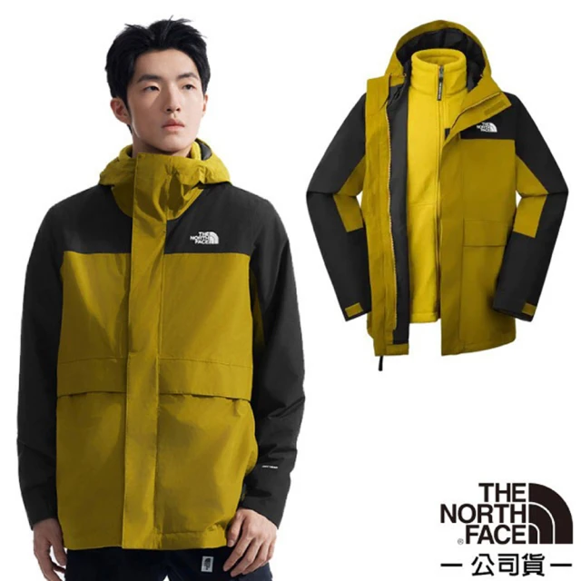 The North Face 男 DRYVENT 兩件式防風防水透濕保暖連帽外套.夾克(89YX-5LI 蒼苔綠)