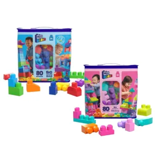 【Mega Bloks 美高積木】80片積木袋(2色選擇/兒童積木/大積木/學習積木/創意DIY拚搭/男孩玩具/女孩玩具)