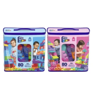 【Mega Bloks 美高積木】80片積木袋(2色選擇/兒童積木/大積木/學習積木/創意DIY拚搭/男孩玩具/女孩玩具)