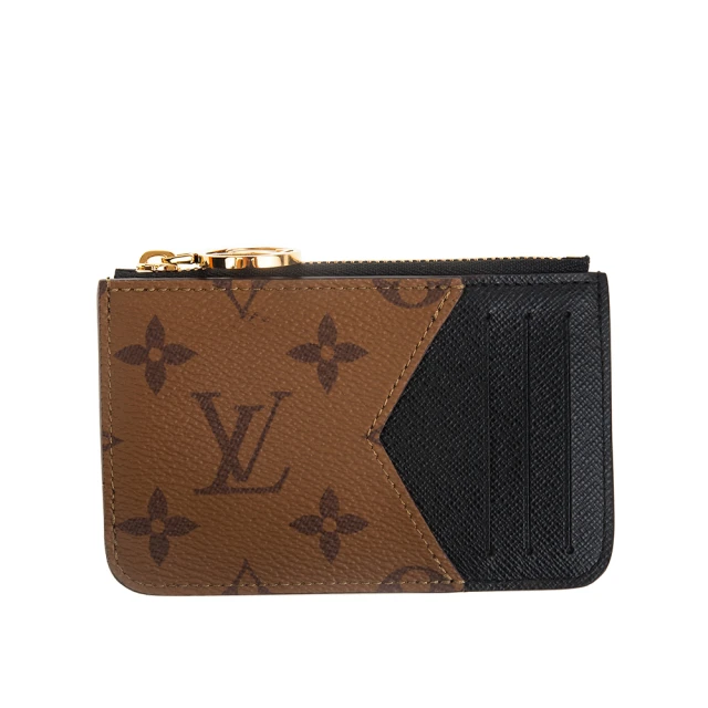 Louis Vuitton 路易威登 M81912 經典Monogram Reverse帆布Romy名片拉鍊零錢夾(黑色)