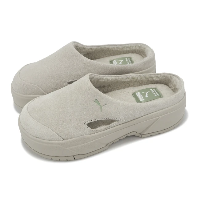 PUMA 穆勒鞋 CA. Mule FE Wns 女鞋 灰 綠 麂皮 絨毛 保暖 厚底 休閒鞋(398451-01)