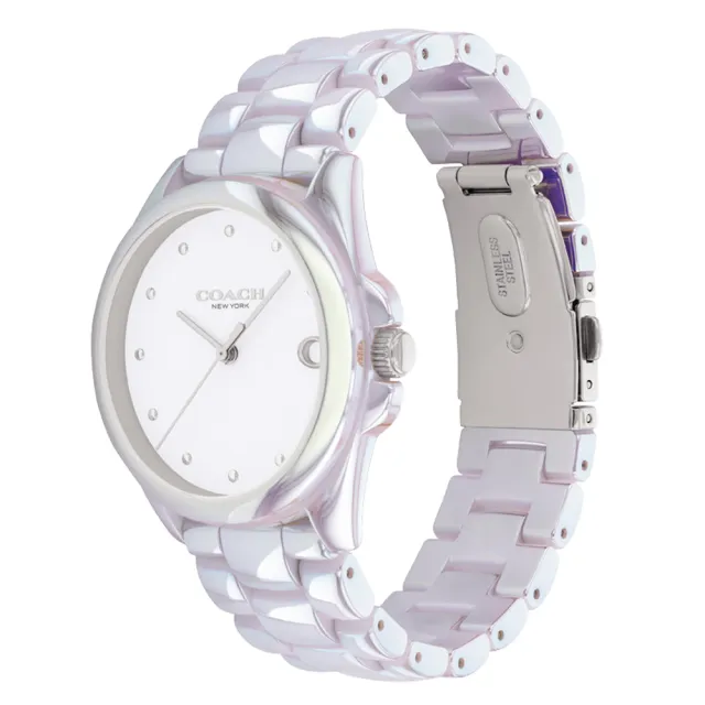 【COACH】官方授權經銷商 優雅質感珠光陶瓷石英錶-36mm/2色可選 雙11 送禮(14504390/14504391)
