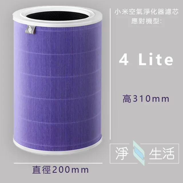 【小米】淨生活 小米空氣淨化器 4 lite 濾芯 抗菌版(副廠 HEPA 濾心 濾網 小米 米家空氣清淨機)