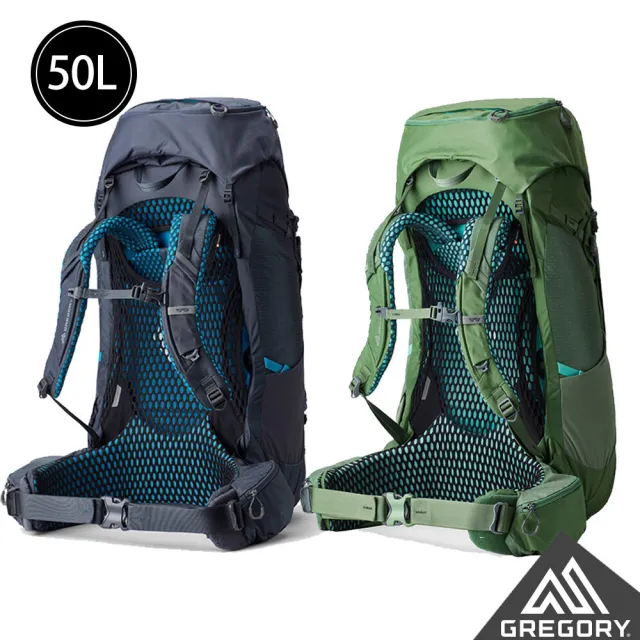 【Gregory官方直營】女 50L KALMIA 登山背包 S/M 夏至藍 欖綠色(附雨罩 負重包 多日包 登山包)
