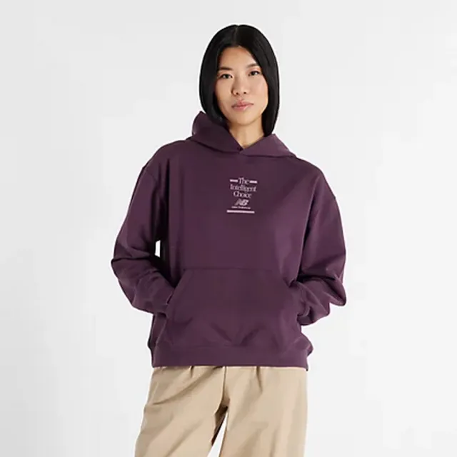 【NEW BALANCE】NB 圖案連帽上衣 長袖上衣 帽T 女款 紫色(WT43552PLN-F)