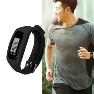 【科技好物】矽膠錶帶式LED電子運動計步器(簡易操作 長輩可用 運動手環 計步器 運動手錶)