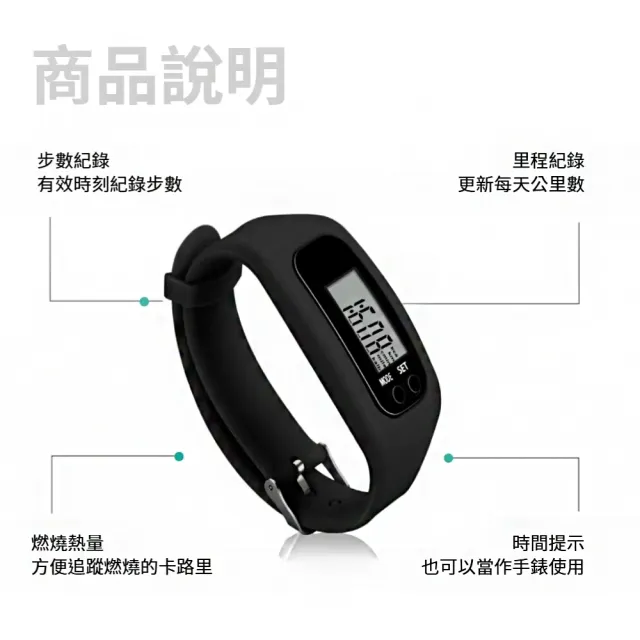 【科技好物】矽膠錶帶式LED電子運動計步器(簡易操作 長輩可用 運動手環 計步器 運動手錶)