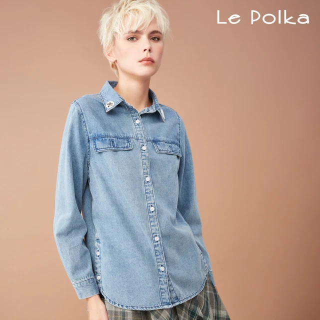 Le Polka 個性異素材拼接襯衫-女好評推薦
