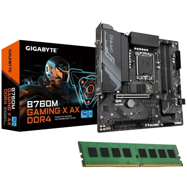 【GIGABYTE 技嘉】板+8Gx2 組合★B760M GAMING X AX DDR4 主機板+記憶體RAM