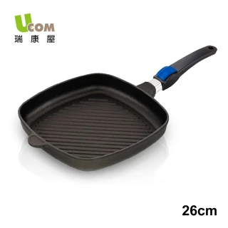 【瑞康屋UCOM】德國黑魔法系列 不沾鍋-26cm 方型煎鍋/平底鍋(可拆式手把)