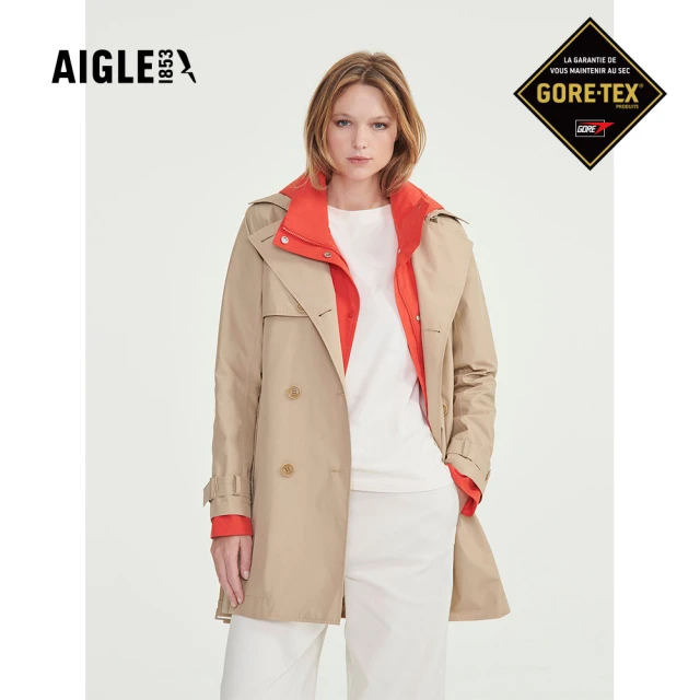 AIGLE 女 GORE-TEX 防水透氣風衣AG-FAA74A150 卡其(女外套 防水透氣外套 Goretex)