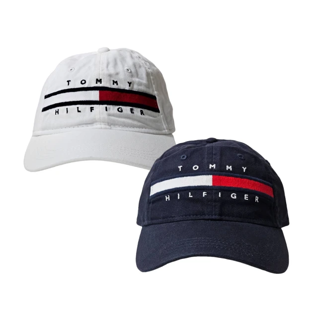 Tommy Hilfiger TH 經典紅白槓字母LOGO 棒球帽(海軍藍/白色)