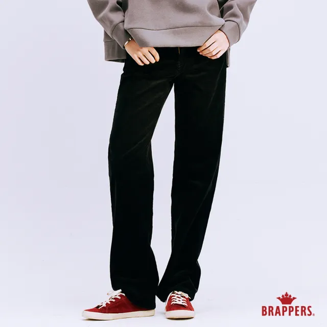 【BRAPPERS】女款 Boy friend系列-中腰彈性大直筒褲(黑)