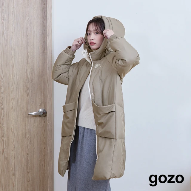 gozo 葫蘆壓紋滾邊鋪棉連帽外套(兩色)優惠推薦