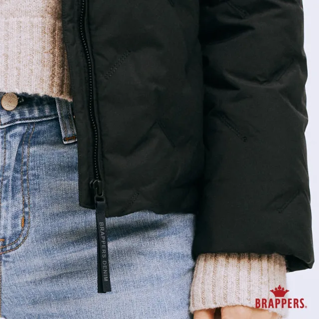 【BRAPPERS】女款 壓紋連帽羽絨外套(黑)