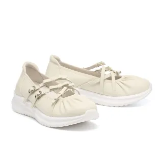 【BYHUE】純欲女孩蝴蝶結多繫帶瑪莉珍軟芯厚底休閒鞋(白)