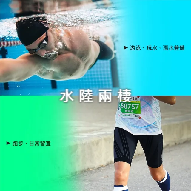 【A-MYZONE】水陸兩棲無痕壓力短褲 緊身訓練短褲 壓縮短褲 男四角泳褲(馬拉松 游泳 田徑 運動)