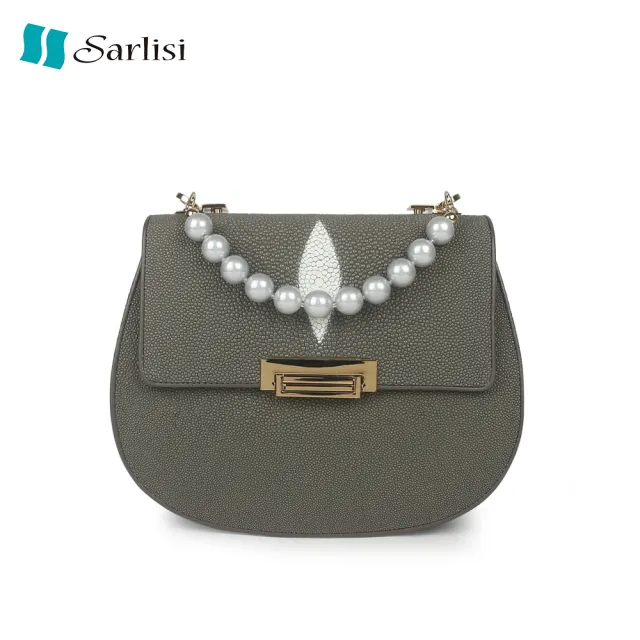【Sarlisi】泰國正品新款2024真皮包包 女包珍珠魚皮小猪包馬鞍包女斜挎包(珠魚皮皮包馬鞍包