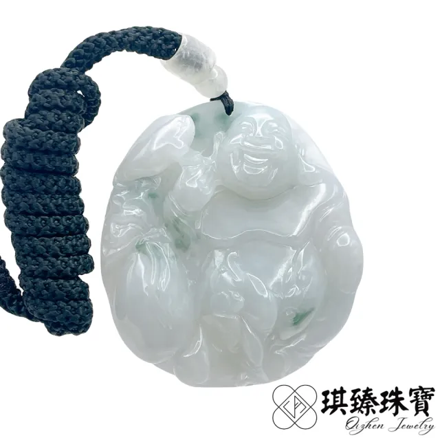 【琪臻珠寶】天然A貨翡翠糯種飄花彌勒佛公吊墜(翡翠玉墜_彌勒佛佛公_彌勒菩薩_618狂歡節_限時搶購)