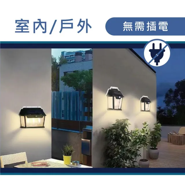 【EDSDS】復古太陽能壁燈/感應燈 室內戶外小夜燈(自動偵測感應/IP66防水)