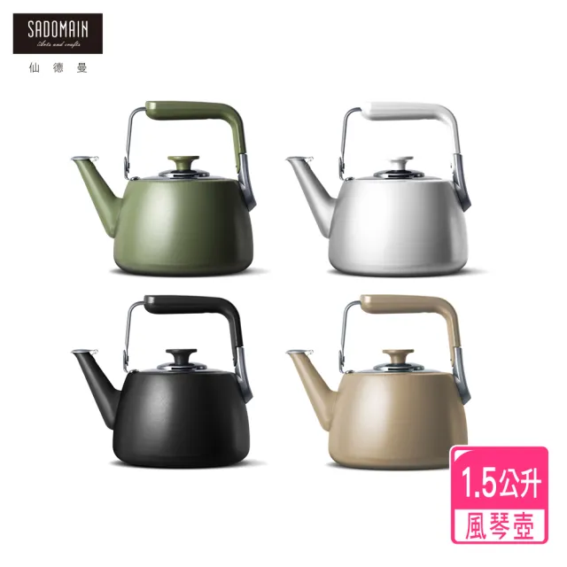 【SADOMAIN 仙德曼】正304#不鏽鋼露營風琴壺1.5L(附收納網袋/露營/水壺/風琴壺)