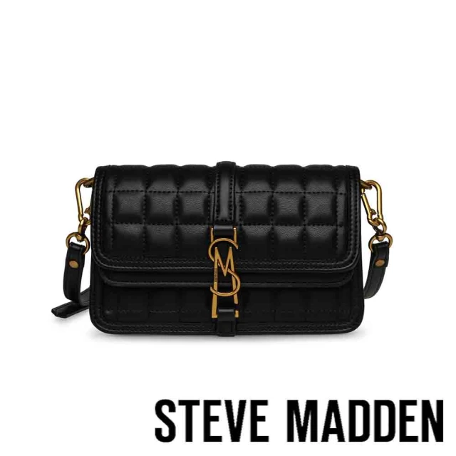 steve madden BRYA 翻蓋格紋雙層相機包(黑色)