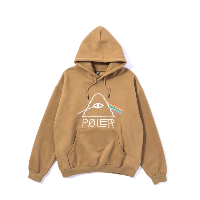 POLER STUFF 日本限定 PSYCHEDELIC HOOD 山型眼彩虹經典帽T(卡其)