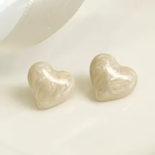 【LEEHER】大理石紋愛心耳環/流體耳環/耳針/復古耳環/簡約耳環/大耳環/Y2K耳環/日系耳環/ 