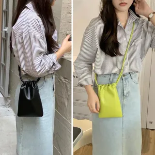 【LEEHER】交換禮物 女生/包包/手機包/軟皮包包/可愛包包/小水桶包/小福袋/斜背水桶包/抽繩小包/散 