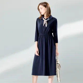 【Master Max】知性氣質彈性襯衫領長洋裝(8421005)