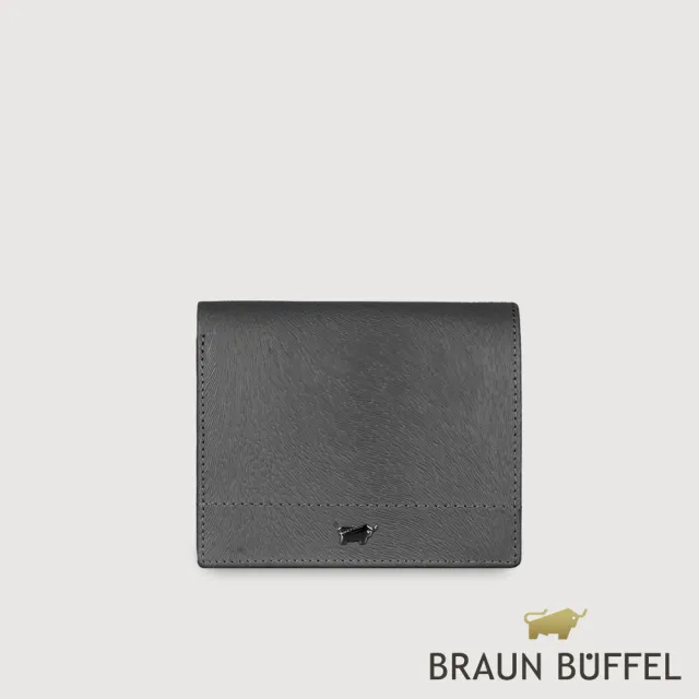 【BRAUN BUFFEL 德國小金牛】依雅娜 4卡兩折短夾-黑色(BF853-401-BK) 錢包送禮推薦
