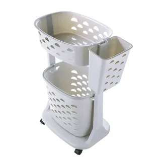 【KEYWAY 聯府】新水漾雙層衣物洗衣籃 附輪(MIT台灣製造) 