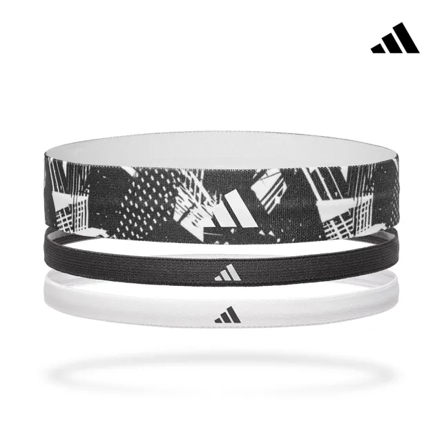 【adidas 愛迪達】止滑運動髮帶組(塗鴉黑/午夜黑/雪花白)