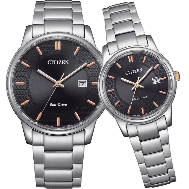 CITIZEN 星辰 PAIR 光動能 經典手錶 情侶對錶 黑(BM6977-70E／EW2317-76E)