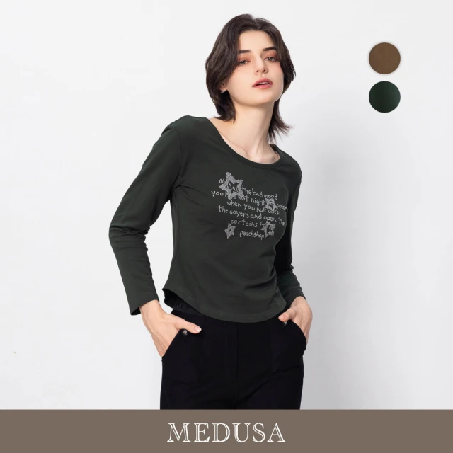 MEDUSA 曼度莎 現貨-星星水鑽超顯瘦長袖T恤 - 2色（M-XL）｜女休閒上衣 女長袖T恤(505-14601)